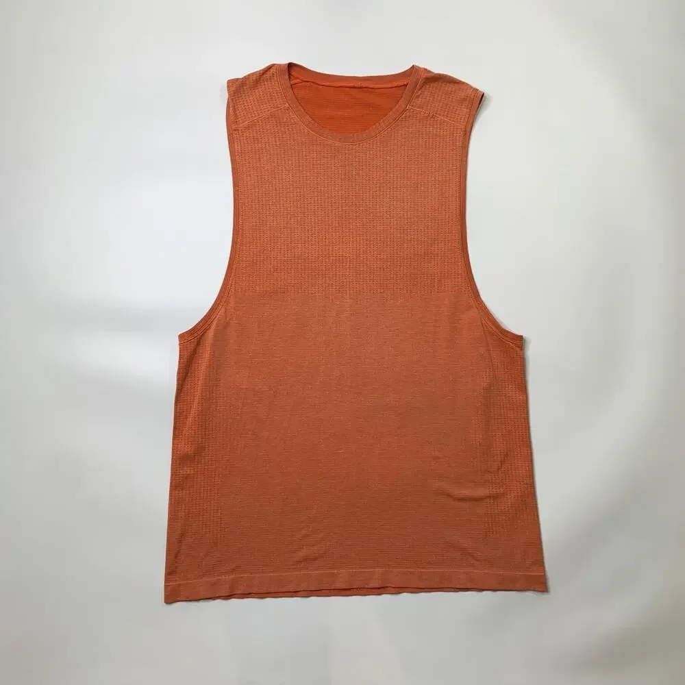Lululemon Shirt Mens L Large Tangerine Metal Vent Tech Sleeveless Muscle Tank